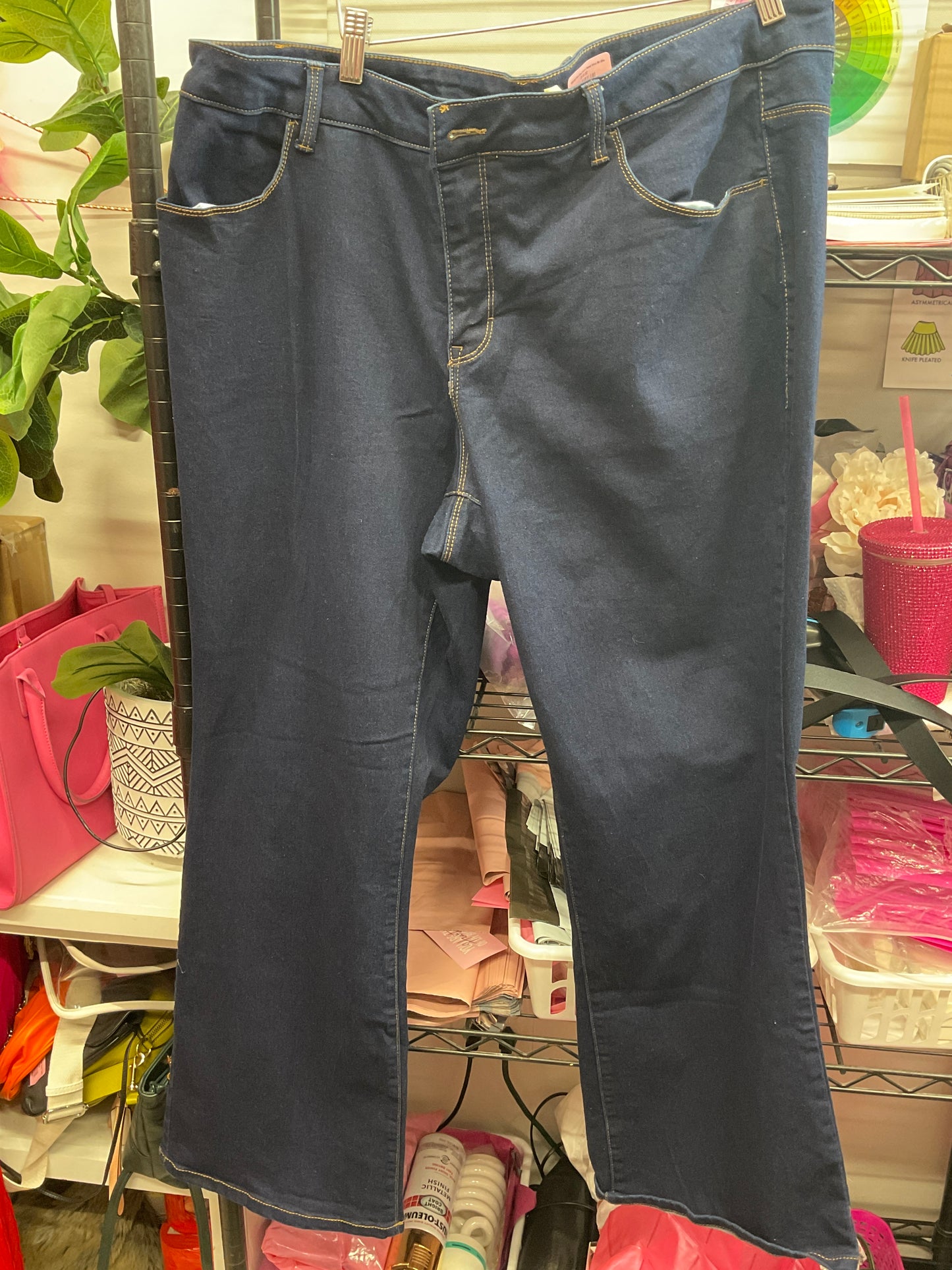 12/2 Lady Dark Blue Denim Faded Glory Sz 22w