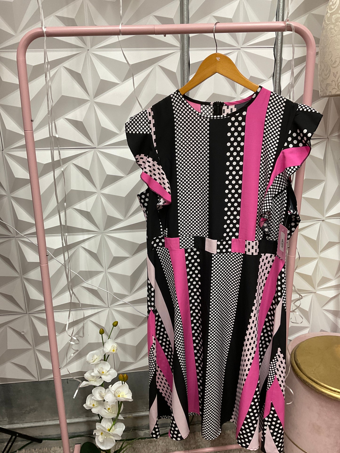 1/31 Lady Pink & Black Square Dot Dress Sz XL