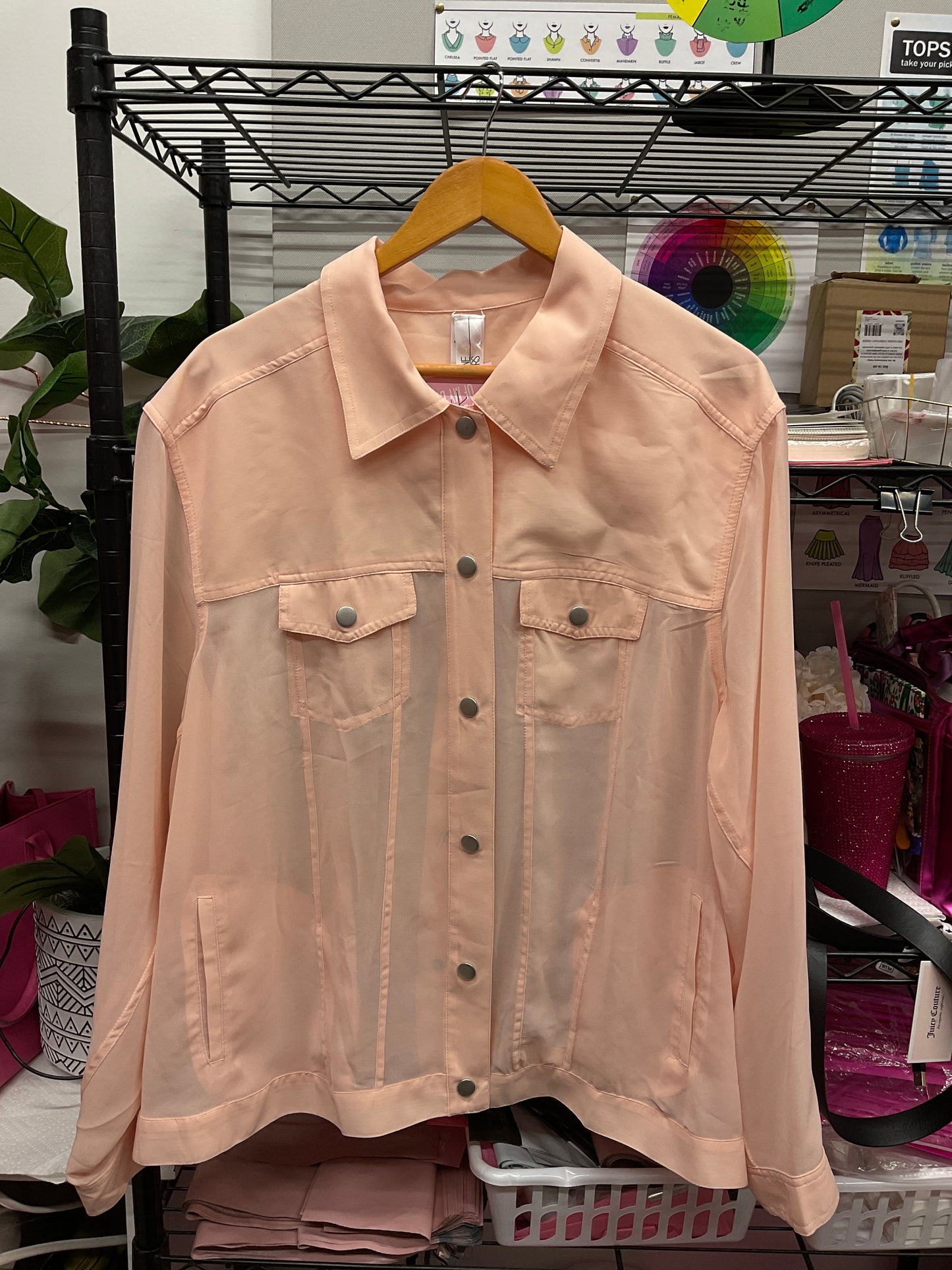 11/26 Light Pink Sheer Shacket Sz 3x