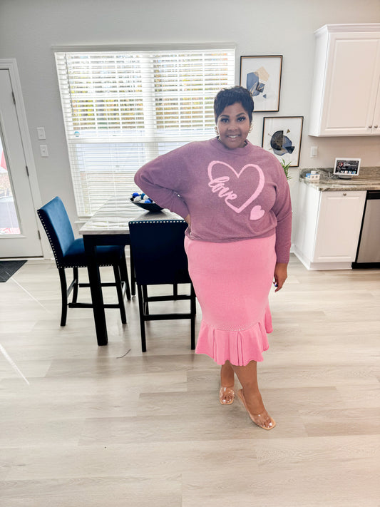 Love In Hearts Pink Sweater